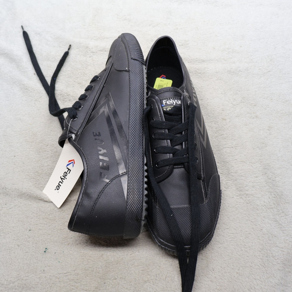 Feiyue 1920 Unisex 11 Sneakers Black Leather Retro Low Top Athletic $22 NWD